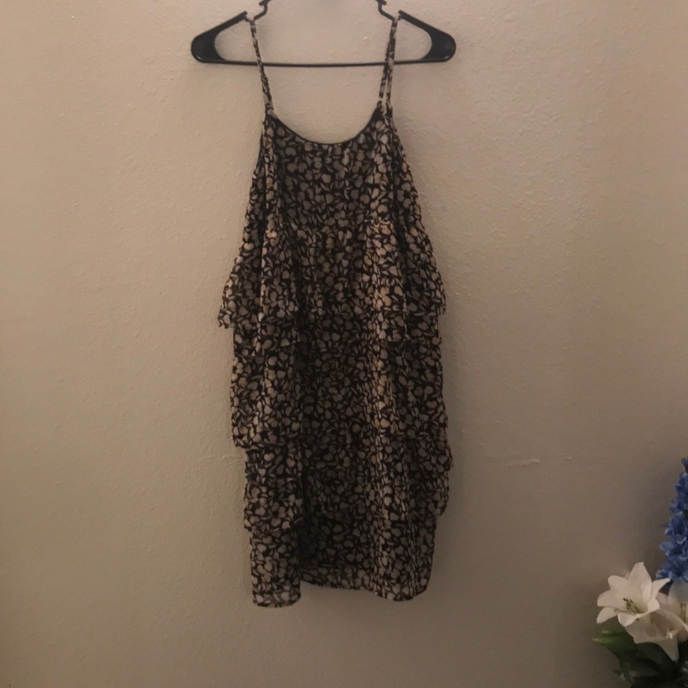 Spaghetti Strapped Floral Pattern Dress